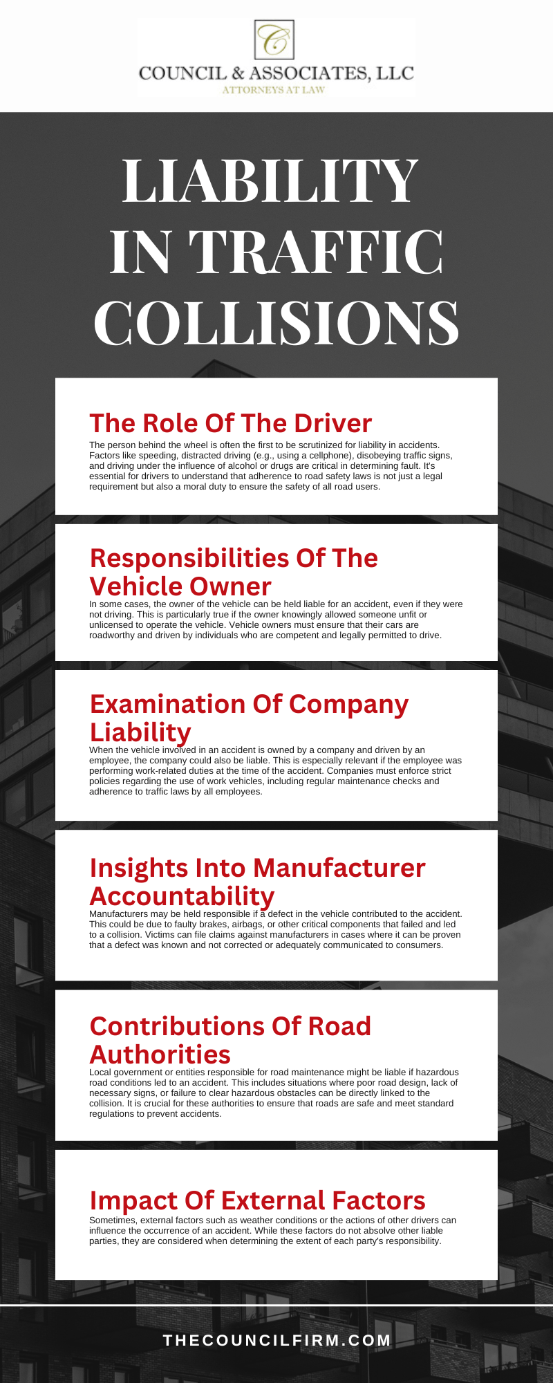 Liability In Traffic Collisions Infographic