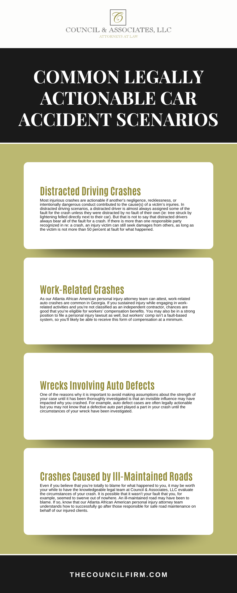 Common Legally Actionable Car Accident Scenarios Infographic