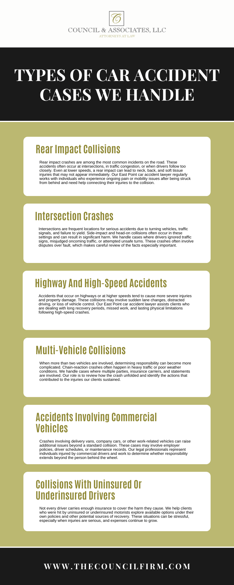Types Of Car Accident Cases We Handle Infographic