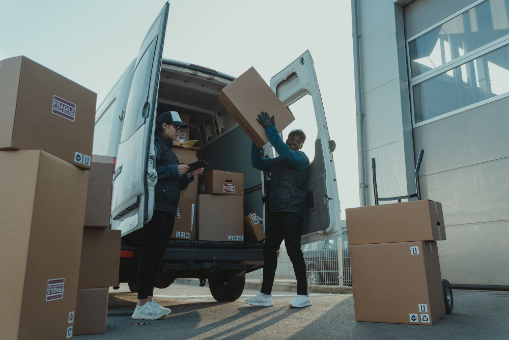 a photo of a delivery driver and delivery truck before a delivery driver accident in georgia